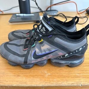 Nike Black and Grey VaporMax Sneakers with Multicolor Eyelets